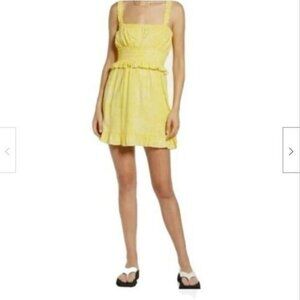 BP Nordstrom Womens Summer Dress Sleeveless Smocked Yellow Print Medium NEW